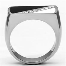 Load image into Gallery viewer, TK704 - High polished (no plating) Stainless Steel Ring with Top Grade Crystal  in Clear