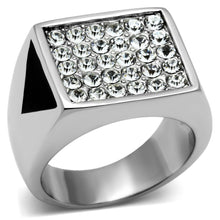 Load image into Gallery viewer, TK707 - High polished (no plating) Stainless Steel Ring with Top Grade Crystal  in Clear