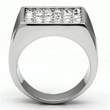 Load image into Gallery viewer, TK707 - High polished (no plating) Stainless Steel Ring with Top Grade Crystal  in Clear