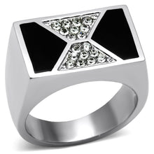 Load image into Gallery viewer, TK708 - High polished (no plating) Stainless Steel Ring with Top Grade Crystal  in Clear