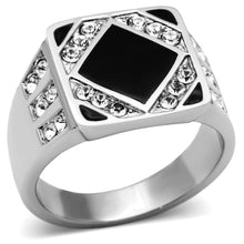 Load image into Gallery viewer, TK710 - High polished (no plating) Stainless Steel Ring with Top Grade Crystal  in Clear