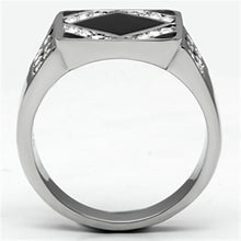 Load image into Gallery viewer, TK710 - High polished (no plating) Stainless Steel Ring with Top Grade Crystal  in Clear