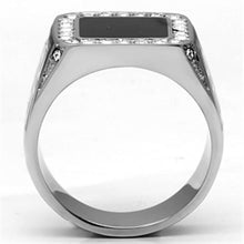 Load image into Gallery viewer, TK713 - High polished (no plating) Stainless Steel Ring with Top Grade Crystal  in Clear