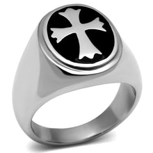 Load image into Gallery viewer, TK714 - High polished (no plating) Stainless Steel Ring with Epoxy  in Jet