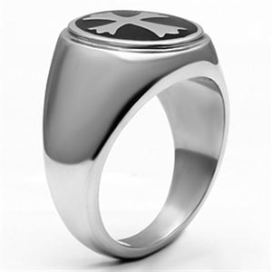 TK714 - High polished (no plating) Stainless Steel Ring with Epoxy  in Jet