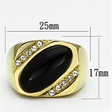 Load image into Gallery viewer, TK716 - IP Gold(Ion Plating) Stainless Steel Ring with Semi-Precious Onyx in Jet