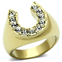 Load image into Gallery viewer, TK717 - IP Gold(Ion Plating) Stainless Steel Ring with Top Grade Crystal  in Clear