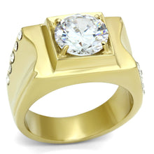 Load image into Gallery viewer, TK721 - IP Gold(Ion Plating) Stainless Steel Ring with AAA Grade CZ  in Clear