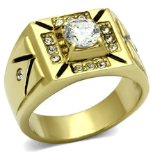 Load image into Gallery viewer, TK723 - IP Gold(Ion Plating) Stainless Steel Ring with AAA Grade CZ  in Clear