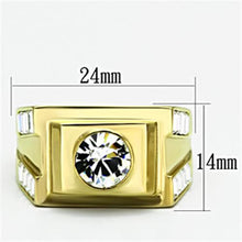 Load image into Gallery viewer, TK725 - IP Gold(Ion Plating) Stainless Steel Ring with Top Grade Crystal  in Clear