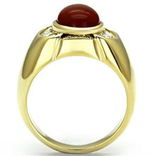 Load image into Gallery viewer, TK729 - IP Gold(Ion Plating) Stainless Steel Ring with Semi-Precious Agate in Siam