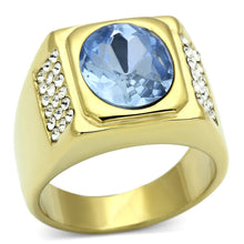 Load image into Gallery viewer, TK730 - IP Gold(Ion Plating) Stainless Steel Ring with Synthetic Synthetic Glass in Light Sapphire