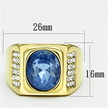 Load image into Gallery viewer, TK730 - IP Gold(Ion Plating) Stainless Steel Ring with Synthetic Synthetic Glass in Light Sapphire