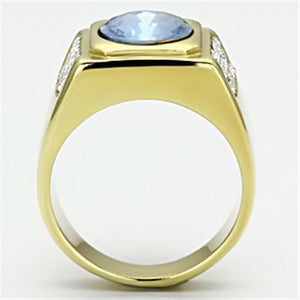 TK730 - IP Gold(Ion Plating) Stainless Steel Ring with Synthetic Synthetic Glass in Light Sapphire