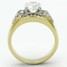 Load image into Gallery viewer, TK736 - Two-Tone IP Gold (Ion Plating) Stainless Steel Ring with AAA Grade CZ  in Clear