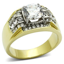 Load image into Gallery viewer, TK736 - Two-Tone IP Gold (Ion Plating) Stainless Steel Ring with AAA Grade CZ  in Clear