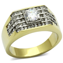 Load image into Gallery viewer, TK737 - Two-Tone IP Gold (Ion Plating) Stainless Steel Ring with AAA Grade CZ  in Clear