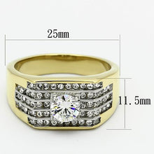 Load image into Gallery viewer, TK737 - Two-Tone IP Gold (Ion Plating) Stainless Steel Ring with AAA Grade CZ  in Clear