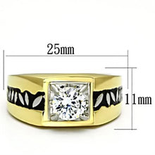 Load image into Gallery viewer, TK739 - Two-Tone IP Gold (Ion Plating) Stainless Steel Ring with AAA Grade CZ  in Clear