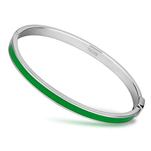 Load image into Gallery viewer, TK745 - High polished (no plating) Stainless Steel Bangle with Epoxy  in Emerald