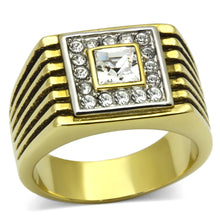 Load image into Gallery viewer, TK750 - Two-Tone IP Gold (Ion Plating) Stainless Steel Ring with Top Grade Crystal  in Clear