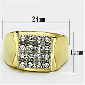 TK751 - Two-Tone IP Gold (Ion Plating) Stainless Steel Ring with Top Grade Crystal  in Clear