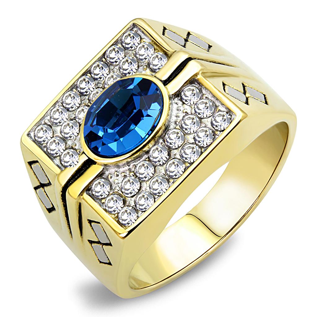 TK752 - Two-Tone IP Gold (Ion Plating) Stainless Steel Ring with Top Grade Crystal  in Montana