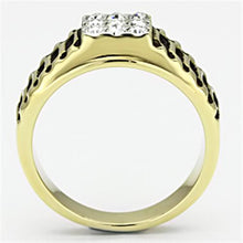 Load image into Gallery viewer, TK753 - Two-Tone IP Gold (Ion Plating) Stainless Steel Ring with Top Grade Crystal  in Clear