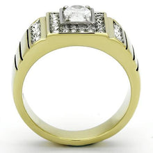 Load image into Gallery viewer, TK755 - Two-Tone IP Gold (Ion Plating) Stainless Steel Ring with AAA Grade CZ  in Clear