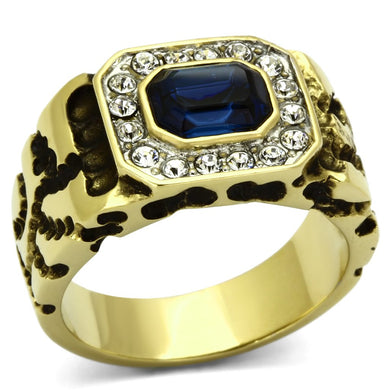 TK756 - Two-Tone IP Gold (Ion Plating) Stainless Steel Ring with Top Grade Crystal  in Montana