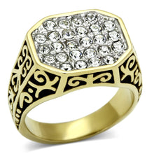 Load image into Gallery viewer, TK757 - Two-Tone IP Gold (Ion Plating) Stainless Steel Ring with Top Grade Crystal  in Clear