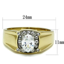 Load image into Gallery viewer, TK758 - Two-Tone IP Gold (Ion Plating) Stainless Steel Ring with AAA Grade CZ  in Clear