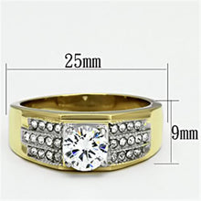 Load image into Gallery viewer, TK759 - Two-Tone IP Gold (Ion Plating) Stainless Steel Ring with AAA Grade CZ  in Clear