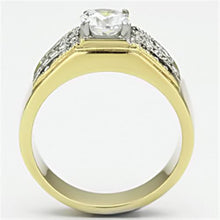 Load image into Gallery viewer, TK759 - Two-Tone IP Gold (Ion Plating) Stainless Steel Ring with AAA Grade CZ  in Clear