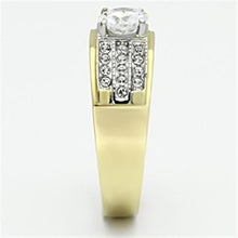 Load image into Gallery viewer, TK759 - Two-Tone IP Gold (Ion Plating) Stainless Steel Ring with AAA Grade CZ  in Clear