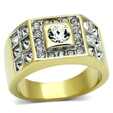 Load image into Gallery viewer, TK762 - Two-Tone IP Gold (Ion Plating) Stainless Steel Ring with Top Grade Crystal  in Clear