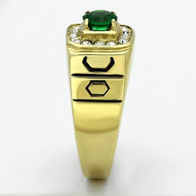 Load image into Gallery viewer, TK764 - IP Gold(Ion Plating) Stainless Steel Ring with Synthetic Synthetic Glass in Emerald