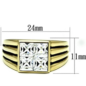 TK769 - IP Gold(Ion Plating) Stainless Steel Ring with Top Grade Crystal  in Clear