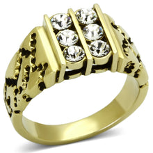 Load image into Gallery viewer, TK774 - IP Gold(Ion Plating) Stainless Steel Ring with Top Grade Crystal  in Clear