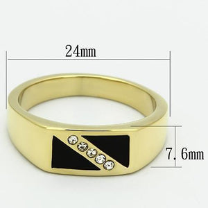 TK775 - IP Gold(Ion Plating) Stainless Steel Ring with Top Grade Crystal  in Clear