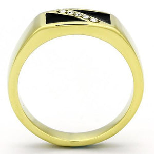 TK775 - IP Gold(Ion Plating) Stainless Steel Ring with Top Grade Crystal  in Clear