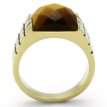 Load image into Gallery viewer, TK779 - IP Gold(Ion Plating) Stainless Steel Ring with Semi-Precious Tiger Eye in Topaz