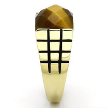 Load image into Gallery viewer, TK779 - IP Gold(Ion Plating) Stainless Steel Ring with Semi-Precious Tiger Eye in Topaz