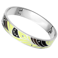 Load image into Gallery viewer, TK780 - High polished (no plating) Stainless Steel Bangle with Top Grade Crystal  in Clear