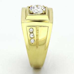 TK791 - IP Gold(Ion Plating) Stainless Steel Ring with AAA Grade CZ  in Clear