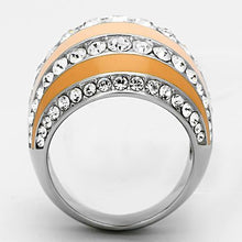 Load image into Gallery viewer, TK798 - High polished (no plating) Stainless Steel Ring with Top Grade Crystal  in Clear