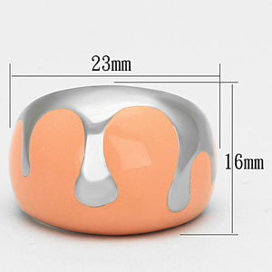 TK802 - High polished (no plating) Stainless Steel Ring with Epoxy  in Orange