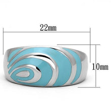 Load image into Gallery viewer, TK804 - High polished (no plating) Stainless Steel Ring with Epoxy  in Sea Blue