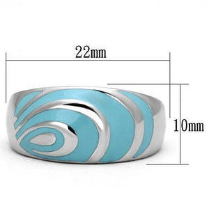 TK804 - High polished (no plating) Stainless Steel Ring with Epoxy  in Sea Blue