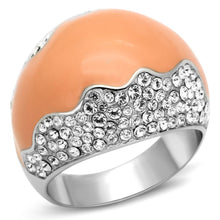 Load image into Gallery viewer, TK805 - High polished (no plating) Stainless Steel Ring with Top Grade Crystal  in Clear